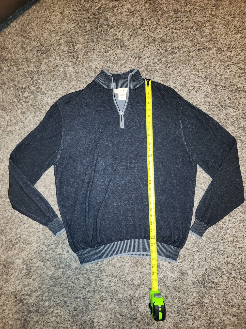 Tulliano Silk/Cotton Luxury men's quarter-zip sweater in size XL Charcoal gray